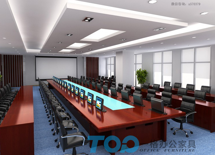 多媒體液晶屏可升降會(huì)議桌